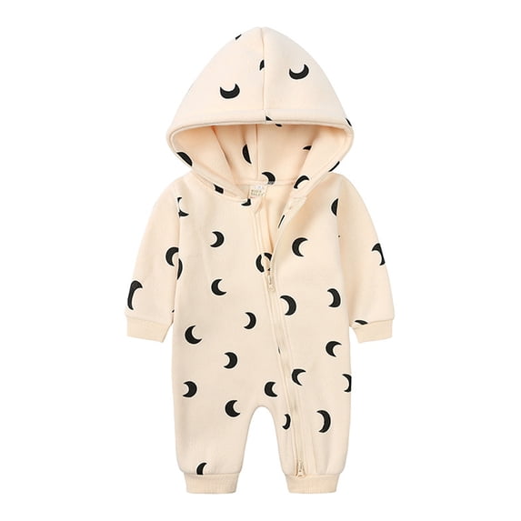 KYAIGUO Baby Boys Girls Fleece Jumpsuit Newborn Hoodie Romper Infant Zipper Onesies Long Sleeve Bodysuit Outfits Warm Clothes for Unisex 0-24M