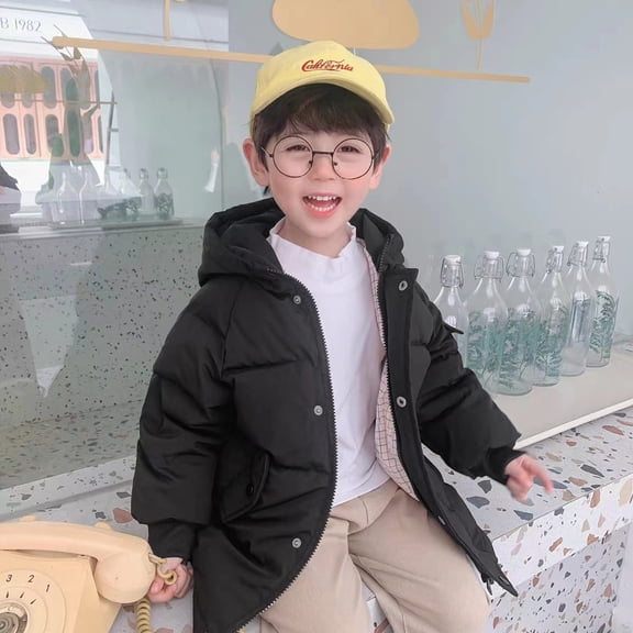 KYAIGUO Baby Boys Girls Hooded Coat Winter Lightweight down Jacketbreathable Soft Comfortable Cotton Coat Thicken Warm Winter Coat Outerwear for 2-9Y