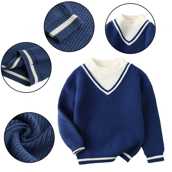 KYAIGUO Baby Boys Girls Knit Crewneck Sweater Tops for Toddler Kids Fashion New Thick Pullover Sweater Warm Cozy Knit Sweater