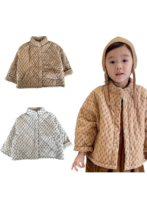9M-7T Winter Kids Boys Girls Warm Jacket Coats for Toddler Light Cotton-Padded Coats Printed Wheat Ears Cotton Jacket Overcoat
