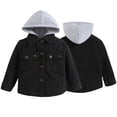 thumbnail image 1 of KYAIGUO Baby Boys Long Sleeve Shirts Jacket Lapel Button down Hooded Shirt Tops Spring Autumn Solid Colour Outwear Clothes for Toddler 12M-5Y, 1 of 9