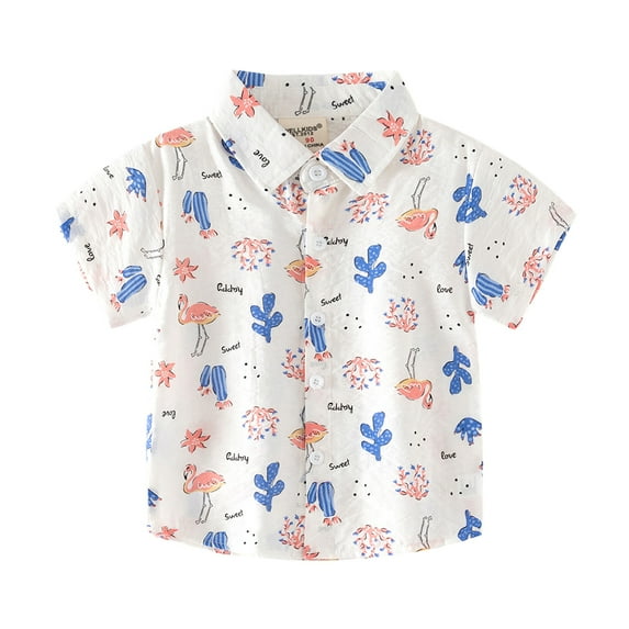 KYAIGUO Baby Boys Shirt Short Sleeve Holiday Summer Beach Shirt for 1-6 Years Old Button Shirt Fashion Shirt