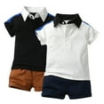 thumbnail image 1 of KYAIGUO Baby Boys Summer Gentleman Outfit Suits Infant Toddler Boys Short Sleeve Lapel Shirt+Shorts Pants Set, 1 of 10