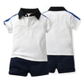 thumbnail image 1 of KYAIGUO Baby Boys Summer Gentleman Outfit Suits Infant Toddler Boys Short Sleeve Lapel Shirt+Shorts Pants Set, 1 of 11