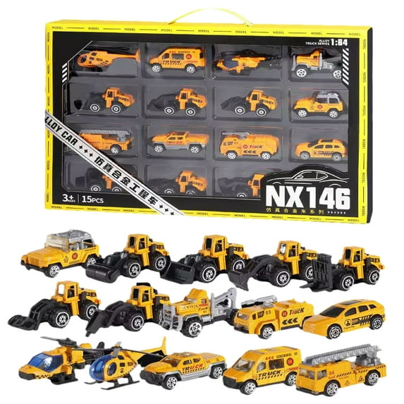 KYAIGUO 15 PCS Kids Car Collector Toys Baby Mini Vehicle Cars Toy Learning Collectible Set for Age 3+