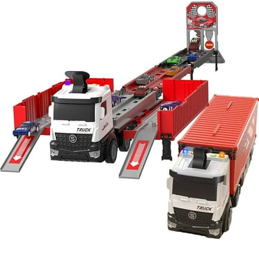 KYAIGUO Baby Deformation Transport Car Carrier Truck Toys Kids Foldable Toy Car Track for Boys, Engineering Storage Car with 8PCS Car Toys for Age 3+