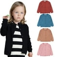 thumbnail image 1 of KYAIGUO Baby Girls 100% Cotton Sweater Kids Cardigan Sweater Toddler Boys Button up Solid Color Knit Uniform for 12M-7Y, 1 of 9