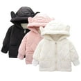 thumbnail image 1 of KYAIGUO Baby Girls Winter Hooded Cotton Coats Jackets Toddler Autumn Padded Outwears Thicked Fleece Jackets with Zipper for 1-5 Years Old, 1 of 8