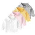 thumbnail image 1 of KYAIGUO Baby Infant Boy's Long Sleeve Pullover Sweatshirt Toddler Girls Casual Lapel Sweatshirt Button down Knit Polo Tops for 6m-3t, 1 of 9