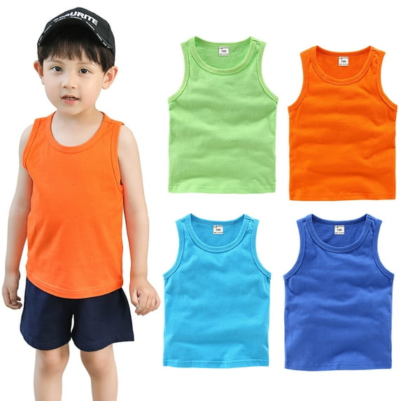 KYAIGUO Baby Infant Boys Cotton Undershirt Vest Toddlers Kids Summer Sleeveless Tank Tops Casual Solid Color Vest T-Shirts for 9M-10Y