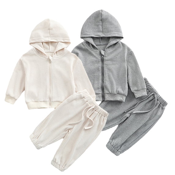 KYAIGUO Baby Infant Boys Girls Hooded Sweatshirt Tracksuit Set Newborn Full Zipper Sweatsuit Jogging Pants Set 2 Pieces Casual Sweatshirt Sweatpant for Spring Fall