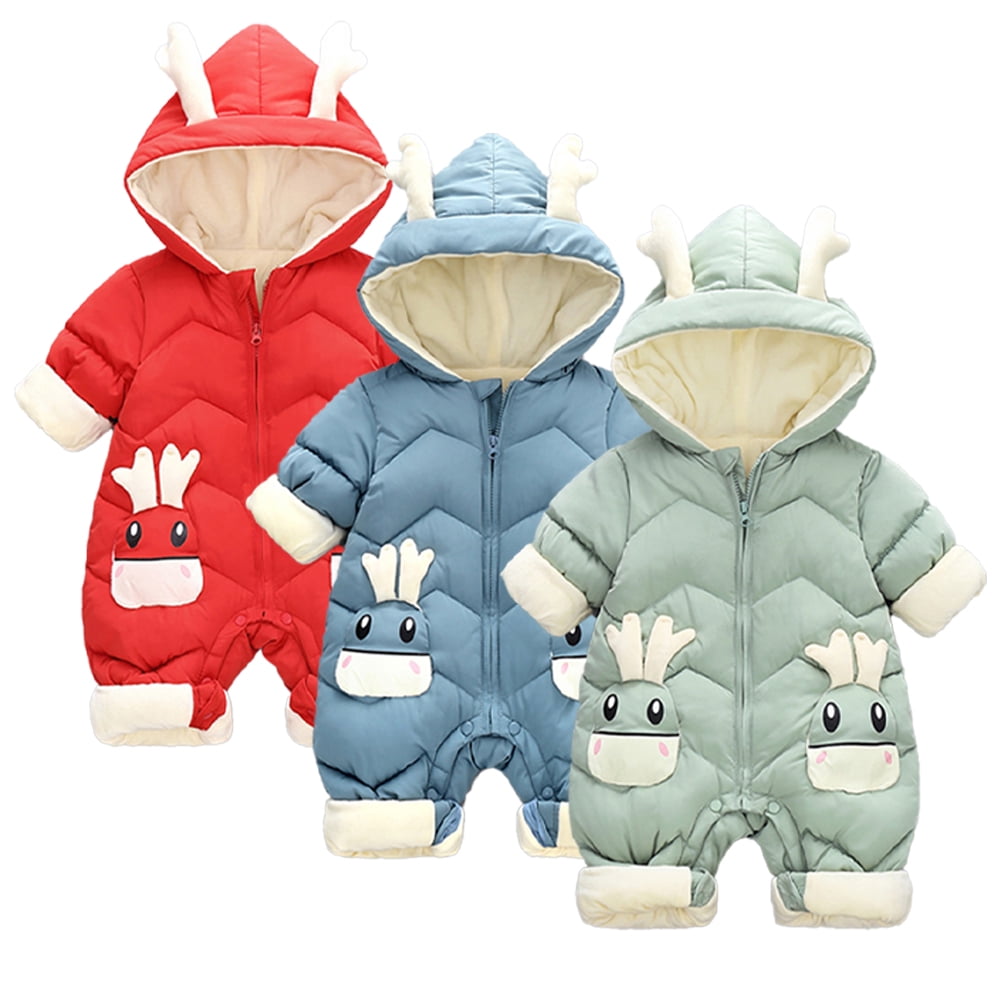 KYAIGUO Baby Girls Snowsuit 6-24 Months Infant Boys down Jacket Hooded Romper Jumpsuit Onesies Winter Thicken Bodysuit Outwear