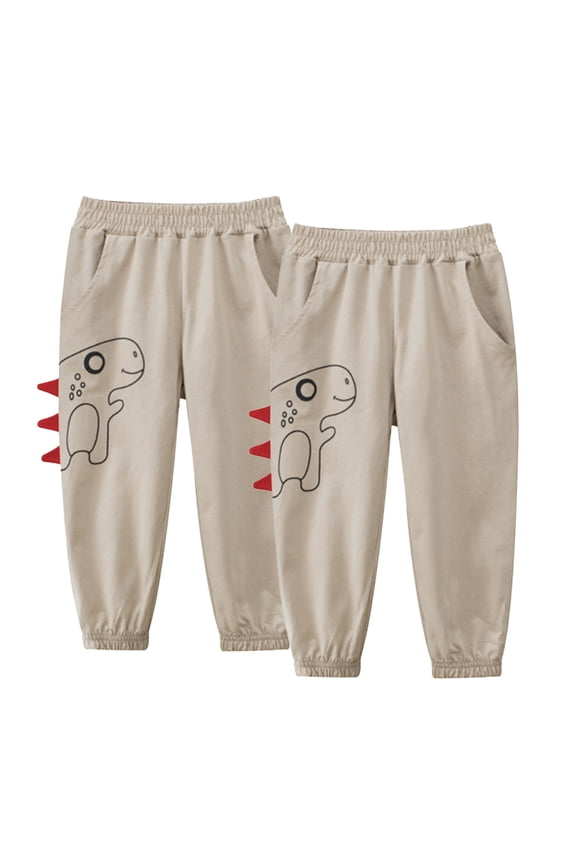 Baby Kids Boys Elastic Waist Sweatpants for Toddler Cute Cartoon Pattern Sport Jogger Pants 1-9 Years Cotton Summer Trousers for Boys