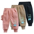 thumbnail image 1 of KYAIGUO Baby Kids Boys Girls Winter Warm Elastic Pants Sherpa Lined Sweatpants Jogger Cartoon Athletic Jogger Fleece Sweat Pants Unisex Boys Girls Warm Pants for 1- 5T, 1 of 10