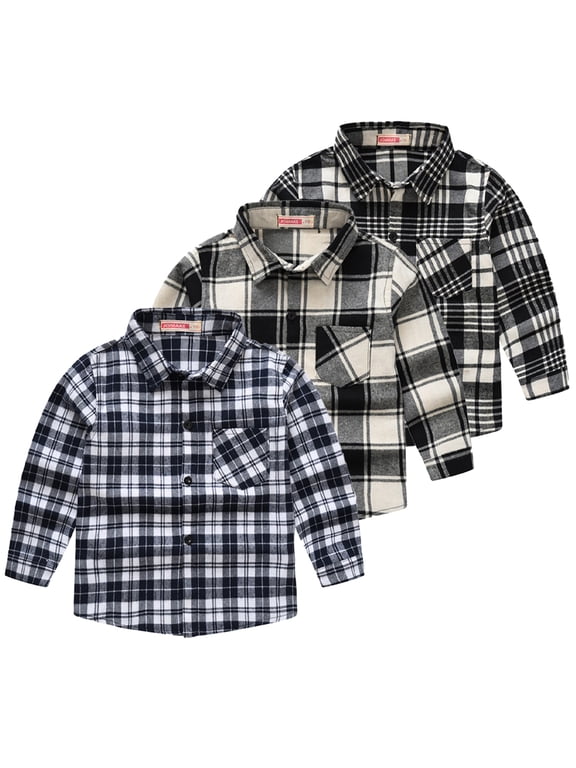 Baby Kids Boys Spring Plaid Shirt 1-12Y Toddler Long Sleeve Casual Cotton Shirts Button down Lapel Woven Dress Shirt