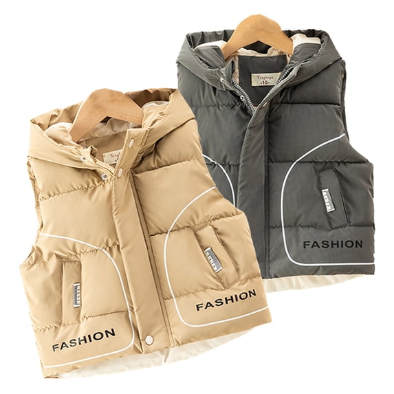 KYAIGUO Baby Kids Fall Winter Vest Jacket for Boys,Toddler Thickened Warm Waistcoat Coats Sleeves Light Zipper Winter Sleeveless Jacket,Size 1-6T