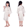 thumbnail image 1 of KYAIGUO Baby Kids Girls Silky Satin Robes Pajamas Youth Summer Solid Color Bathrobe Toddler Medium Length Night-Robe Loungewear,Sizes 2-14Y, 1 of 8