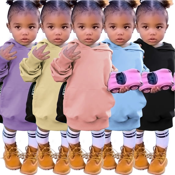 KYAIGUO Baby Kids Girls Spring Fall Sweatsuit for Girls,Little Girls Long Sleeve Mid-Lengt Hoodies Sweatshirt Casual Toddler Pullover Hooded,Sizes 1-5Y