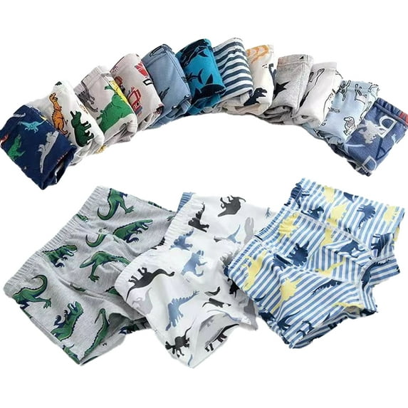 KYAIGUO Baby Kids Underwear Breathable for Boys,3Pack Baby Cotton Boxer Briefs Training Boyshort Little Boys Soft Dinosaur Cartoon Shorts Pants Boxer Briefs,Size 3-8T