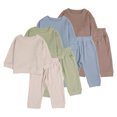 thumbnail image 1 of KYAIGUO Baby Newborn Autumn Pullover Sweatshirt Outfits for Boy Girl,2PCS Winter Waffle Loungewear Pants Outfits Soft Tops+ Jogger Pants Pajama Set for 6M-3T, 1 of 8