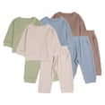 thumbnail image 1 of KYAIGUO Baby Newborn Autumn Pullover Sweatshirt Outfits for Boy Girl,2PCS Winter Waffle Loungewear Pants Outfits Soft Tops+ Jogger Pants Pajama Set for 6M-3T, 1 of 8