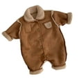 thumbnail image 1 of KYAIGUO Baby Newborn Fleece Footed Jumpsuit Bodysuits Hooded Fall Winter Rompers Onesies Long Sleeve Button Closure Pajamas Warm Infant Outfits Snowsuit Outwear for Boys Girls 0-24 Month, 1 of 8