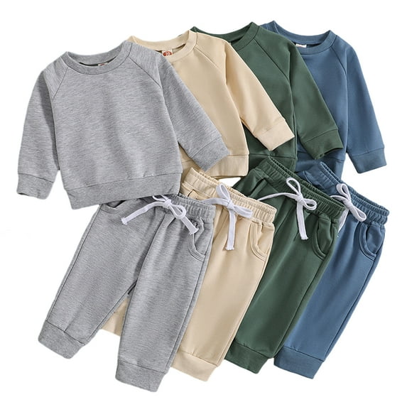 KYAIGUO Baby Newborn Sweatshirt Outfit for Girls Boys 2 Piece Casual Pullover Sweatsuit Suit Toddler Crewneck Long Sleeved Sweatshirt Set 0M-3Y