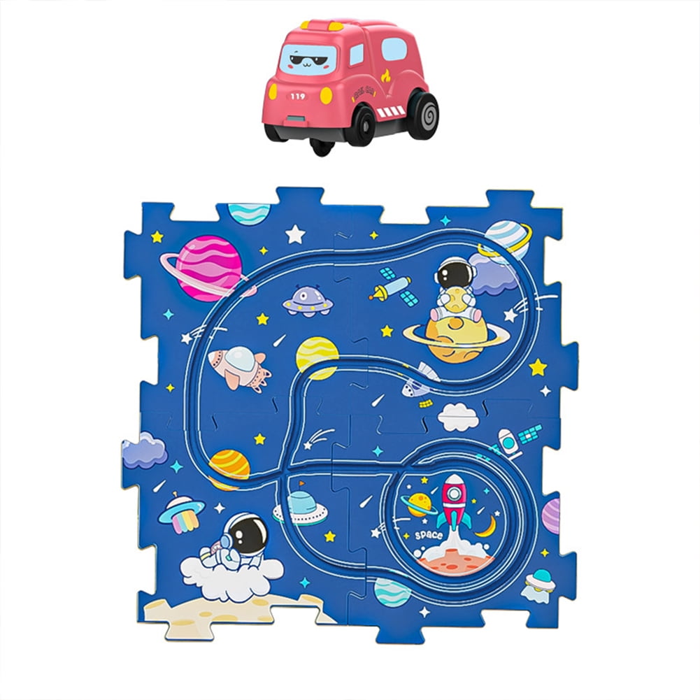KYAIGUO Baby Puzzle Car Track Play Set Toddler DIY Puzzle Tracks with Vehicles Puzzle Race Track