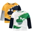 thumbnail image 1 of KYAIGUO Baby Toddler Boys Cartoon Tee Shirt 100% Cotton Long Sleeve T-Shirt Kids Spring Fall Casual Tees for 1-9 Years, 1 of 9