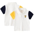 thumbnail image 1 of KYAIGUO Baby Toddler Boys Short Sleeves Lapel T-Shirt 1-8T Kids Summer Cotton Shirt Tops with Buttons Colorblocked Pure Cotton Casual Tee Shirt, 1 of 11