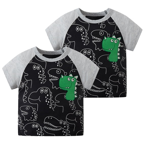 KYAIGUO Baby Toddler Boys Summer Short-Sleeve T-Shirt 1-8T Kids Summer 100% Organic Cotton Tees Shirt Tops Casual Cartoon Shirts Blouse