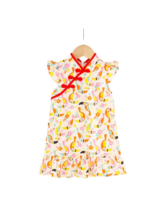 Baby Toddler Girls Chinese Cheongsam Princess Dress Classical Chinese Qipao Dress Summer Casual Sleeveless Dresses 1-6T