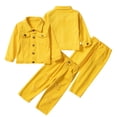 thumbnail image 1 of KYAIGUO Baby Toddler Girls Denim Jacket Jeans Pants Set 2PCS Button down Jeans Coat Outerwear Tops Denim Pants Outfit for 1-6 Years Old, 1 of 10