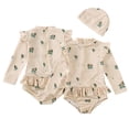 thumbnail image 1 of KYAIGUO Baby Toddler Girls One Piece Swimsuits Kids Infant Long Sleeve Rash Guard Swimwear UPF 50+ Sun Protection Bathing Suits with Hat for 9M-8T, 1 of 10
