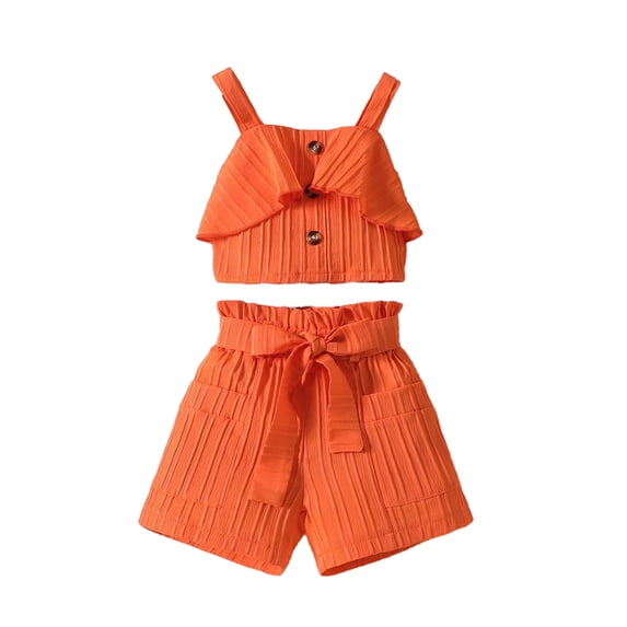 KYAIGUO Baby Toddler Girls Sleeveless Camisole Top Shorts Set 2 PCS Summer Bowknot Causal Cozy Shorts Outfit for 18M-6tT