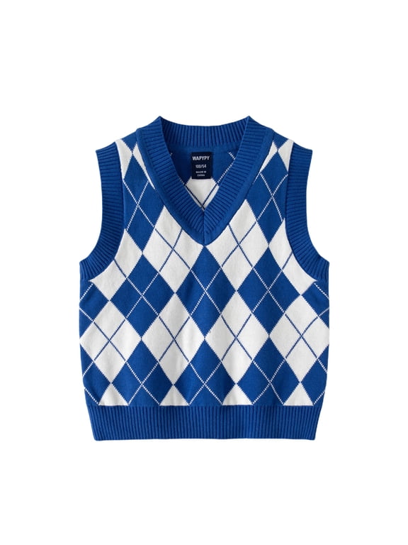 Baby Toddler Plaid Sweater Vest for Boys Girls,Kids Fall Spring Sleeveless V-Neck Knit Vest 2-7Y