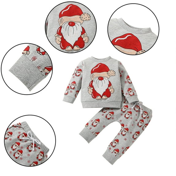 KYAIGUO Boys Girls Christmas Pullover Sweatshirt + Sweatpants 2 PCS Outfit Breathable Cotton Pjs Kids Holiday Clothes for Toddler 6m-4y