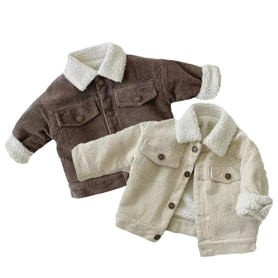 KYAIGUO Boys Girls Lapel Button down Jacket & Outerwear Warm Top 6m-4y Toddler Warm Coat Winter Outerwear Kids Clothes