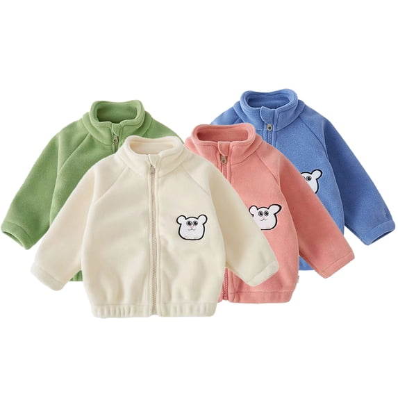 KYAIGUO Boys Girls Winter Fleece Jacket Coats for Baby Long Sleeve Zipper Cotton Jacket Infant Plush Outerwear Toddler Warm Tops 9 Months-4 Years