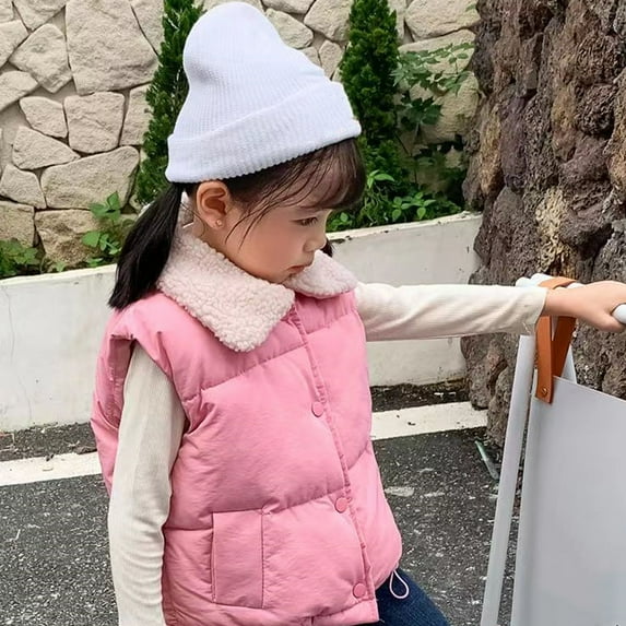 KYAIGUO Sleeveless Vest Coat for Toddlers Baby 1-10 Years Winter Lightweight Sleeveless Snap Top Jacket Soft and Cozy Winter Fleece Lined Warm Jacket Coat