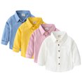 thumbnail image 1 of KYAIGUO Boys Shirt for Kids Toddler Long Sleeve Button Down Jacket Cardigan Spring Autumn Solid Color Baby Shirt Coat Tops for 2-7Years, 1 of 6