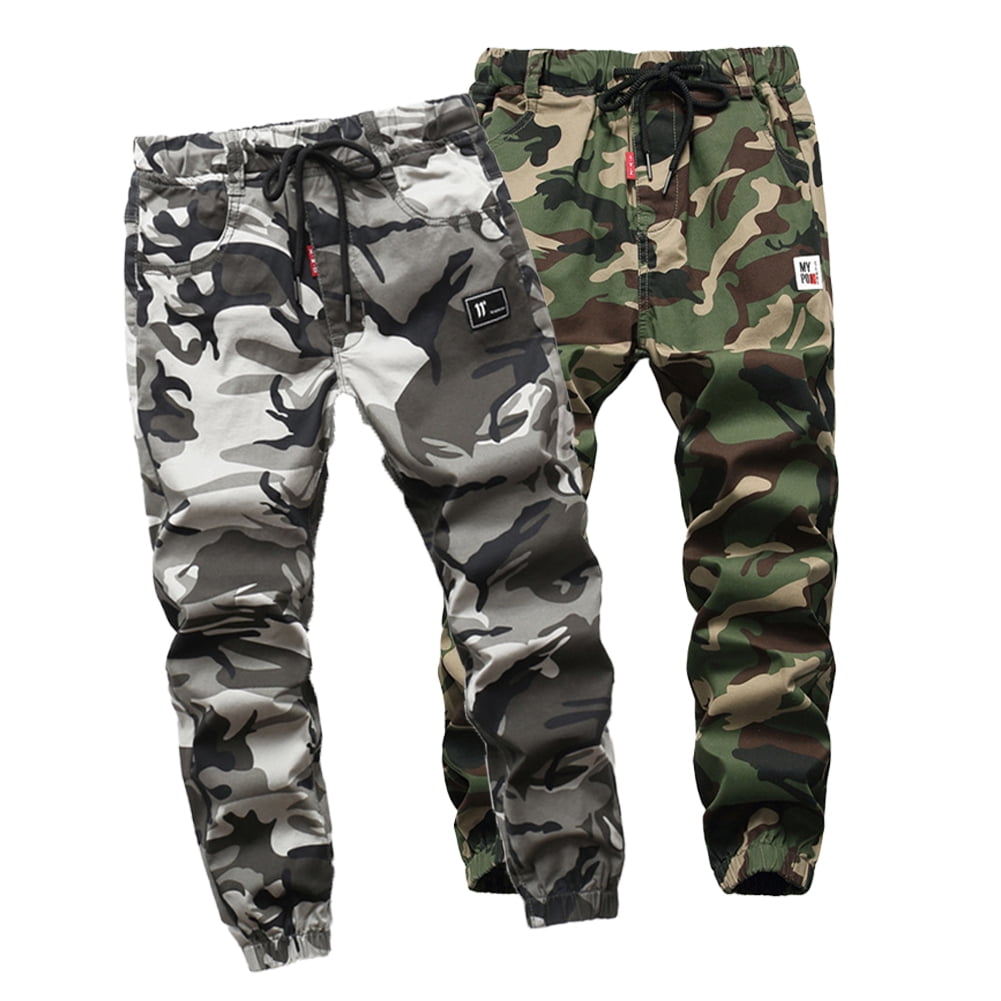 KYAIGUO Boys Zipper Camo Cargo Jogger Pants for Kids