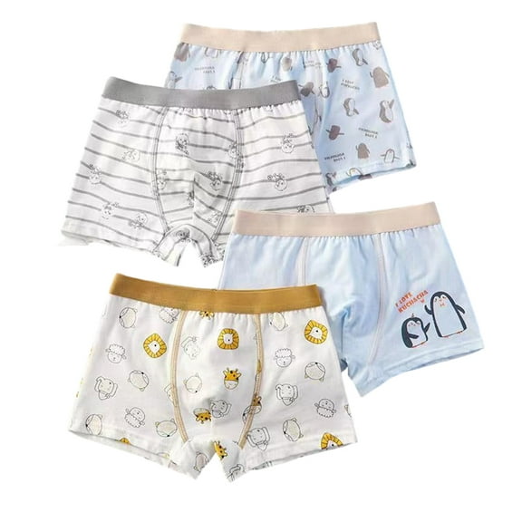 KYAIGUO Cartoon Boys Boxer Briefs,Pure Comfort Cotton Boxer Briefs Assorted Underwear 4PCS Kids Skin-Friendly Cotton Shorts