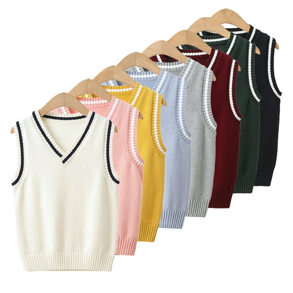 KYAIGUO Boys and Toddlers' V-Neck Sweater Vest for Girls,Comfortable Uniform Cotton Sweater Vest