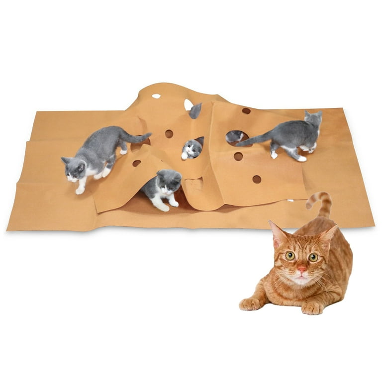 KYAIGUO Cat Toys Removable Pet Playing Mat Easy to Clean Cat Play Mat Cat Activity Play Mat with Hole for Kitten Puppy 47.2x35.4inch