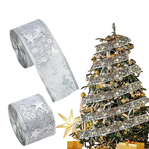 KYAIGUO Christmas Ribbon Decor Pretty Printed Grosgrain LED Strip Light for DIY Handmade Festival Home Party Birthday Christmas Decorations Gift Packing