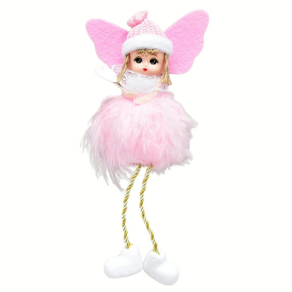 KYAIGUO Cute Christmas Decorations Angel Doll Pendant Christmas Tree Hanging Decorations Plush Christmas Doll Pendant for Wall Hanging at Home Party Garden(Pink)