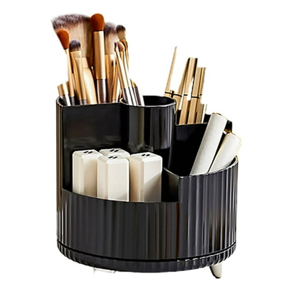 KYAIGUO Desk Makeup Organizer Rotating Makeup Brush Holder Spinning Cosmetic Display 5.6x5.8in(White)