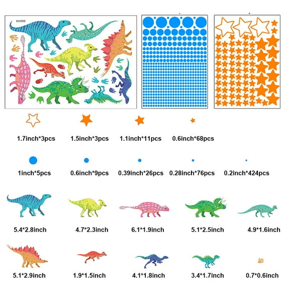 KYAIGUO Dinosaur Wall Stickers Luminous Wall Decals Glowing Stickers for Ceiling Boys Bedroom Decoration, Large Luminous Removable Dinosaur Wall Decor for Nursery, Kids 3PCS