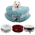 thumbnail image 1 of KYAIGUO Super Warm Cat Beds Cat House Round Fluffy Premium Cat Beds for Indoor Calming Cat Beds with Bow Pets Bed for Small Medium Sized Dogs, 1 of 7